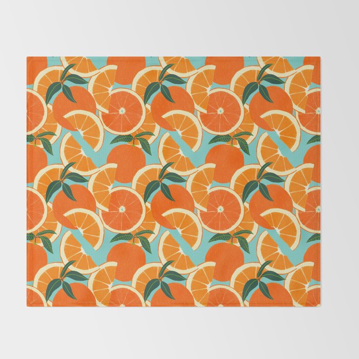 Orange Harvest - Blue Throw Blanket Gallery Image 2