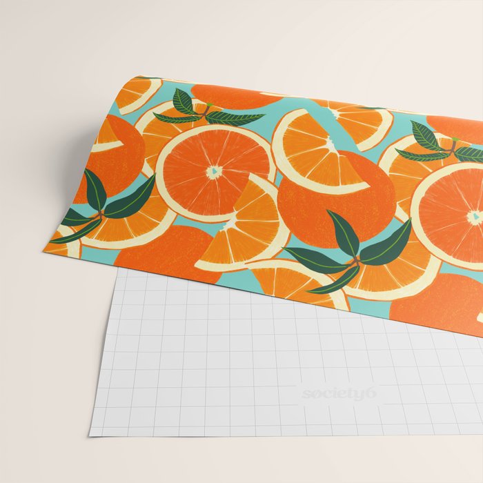 Orange Harvest - Blue Wrapping Paper Gallery Image 2