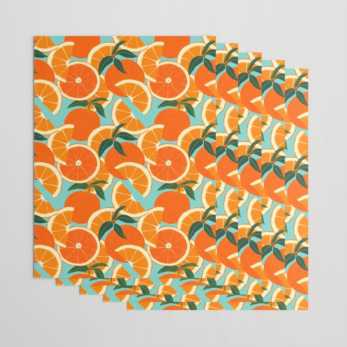 Orange Harvest - Blue Wrapping Paper Gallery Image 3