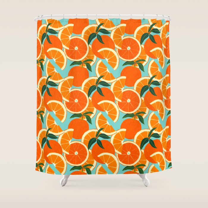 Orange Harvest - Blue Shower Curtain Gallery Image 1