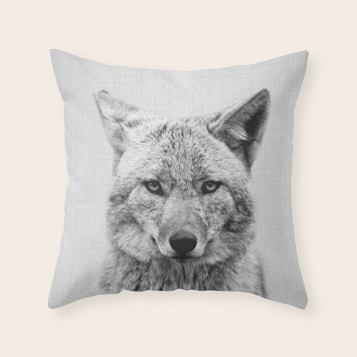 Coyote - Black & White Throw Pillow Gallery Image 6