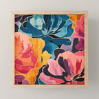 Colorful Pink and Blue Decorative Floral Mini Art Print Gallery Image 1
