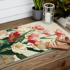 Coral Tulips in Bloom Outdoor Rug Gallery Image 2