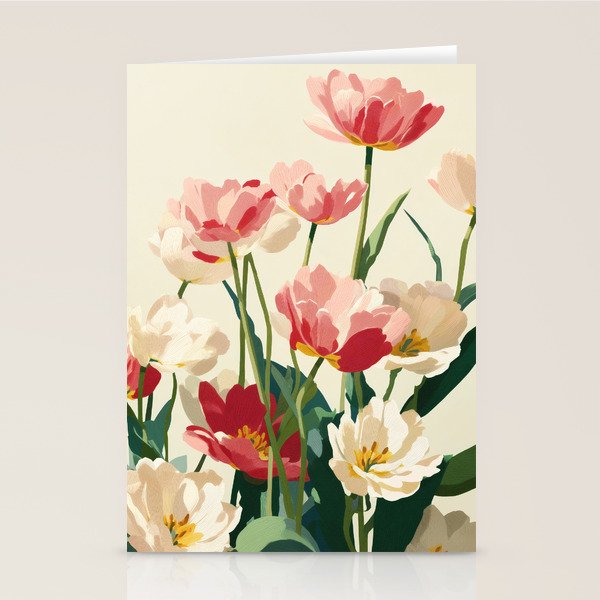 Coral Tulips in Bloom Stationery Card Gallery Image 2