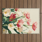 Coral Tulips in Bloom Outdoor Rug Gallery Image 1