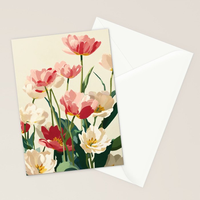 Coral Tulips in Bloom Stationery Card Gallery Image 2