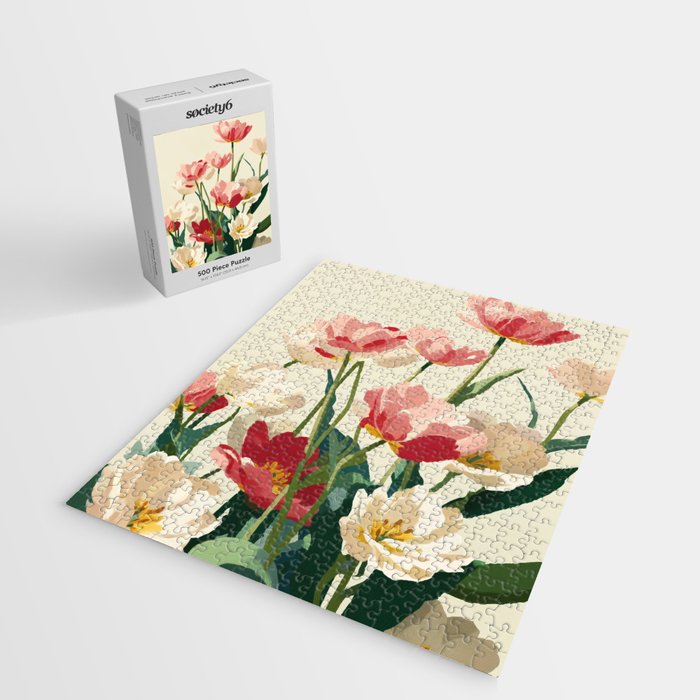 Coral Tulips in Bloom Jigsaw Puzzle Gallery Image 2