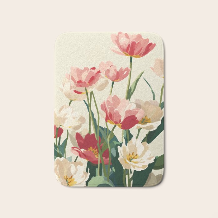 Coral Tulips in Bloom Bath Mat Gallery Image 1