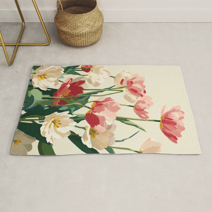 Coral Tulips in Bloom Rug Gallery Image 1