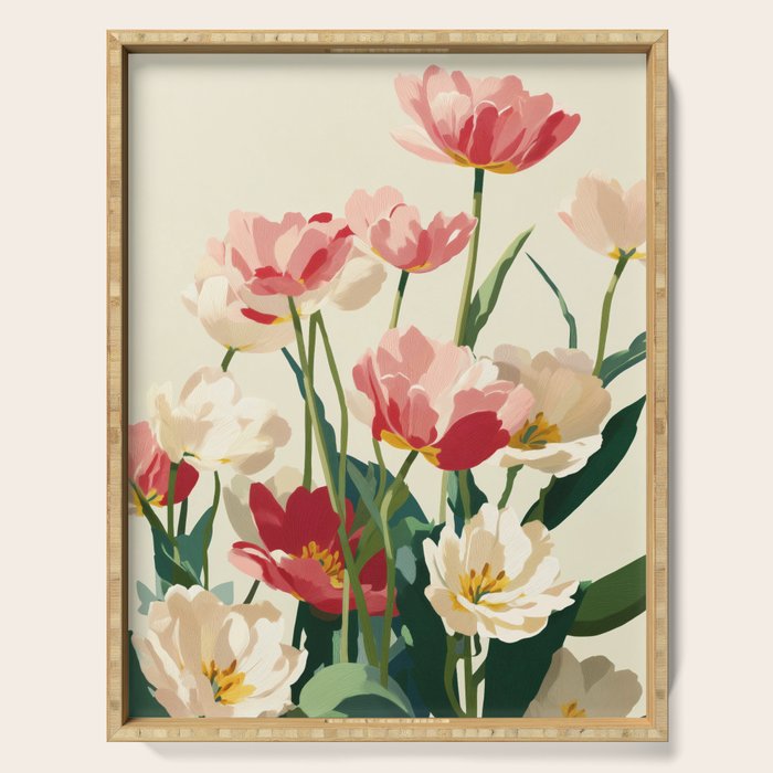 Coral Tulips in Bloom Serving Tray Gallery Image 1