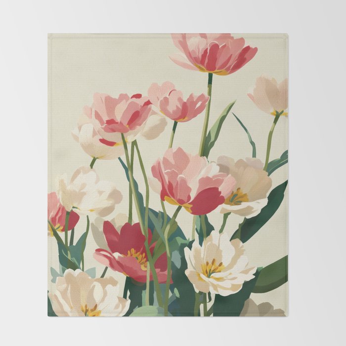Coral Tulips in Bloom Throw Blanket Gallery Image 2