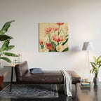 Coral Tulips in Bloom Wood Wall Art Gallery Image 2
