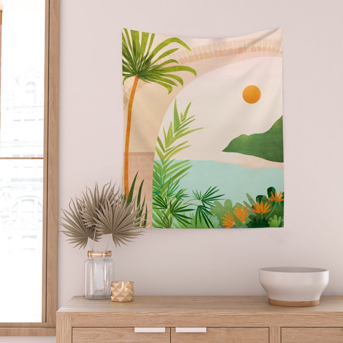 Welcome Home - Tropical Landscape Wall Tapestry Gallery Image 2