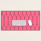 Eclectic Geometric Long Honeycomb Pattern in Pink and Brown Desk Mat Gallery Image 1