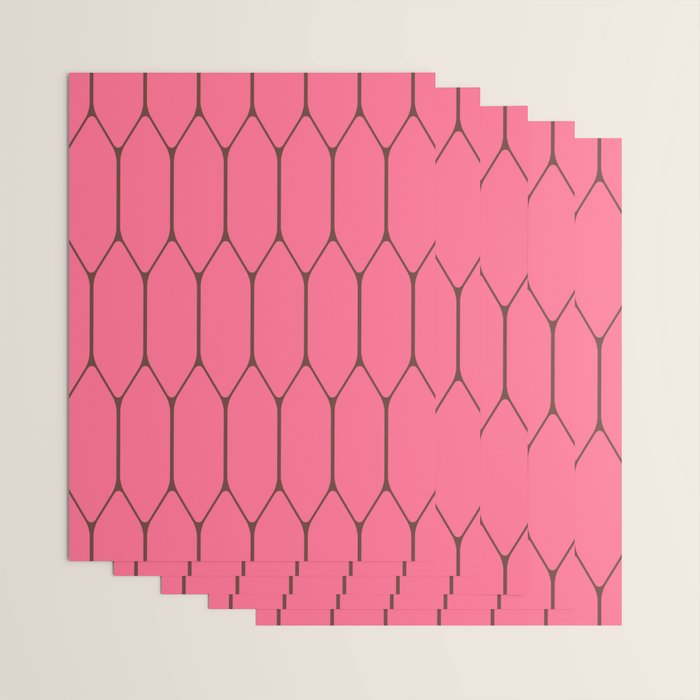 Eclectic Geometric Long Honeycomb Pattern in Pink and Brown Wrapping Paper Gallery Image 3