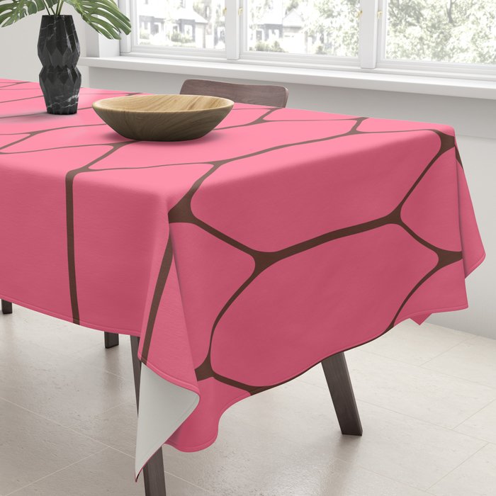 Eclectic Geometric Long Honeycomb Pattern in Pink and Brown Tablecloth Gallery Image 3