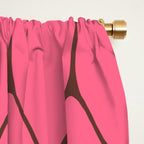 Eclectic Geometric Long Honeycomb Pattern in Pink and Brown Window Curtain Gallery Image 2