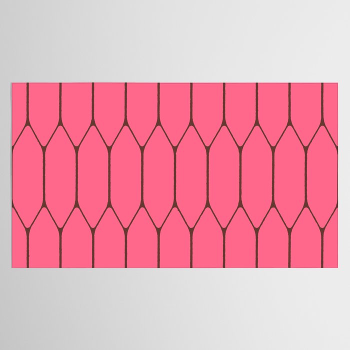Eclectic Geometric Long Honeycomb Pattern in Pink and Brown Tablecloth Gallery Image 2