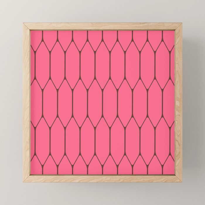 Eclectic Geometric Long Honeycomb Pattern in Pink and Brown Mini Art Print Gallery Image 1
