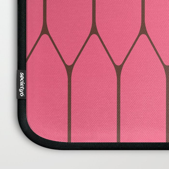 Eclectic Geometric Long Honeycomb Pattern in Pink and Brown Laptop Sleeve Gallery Image 3