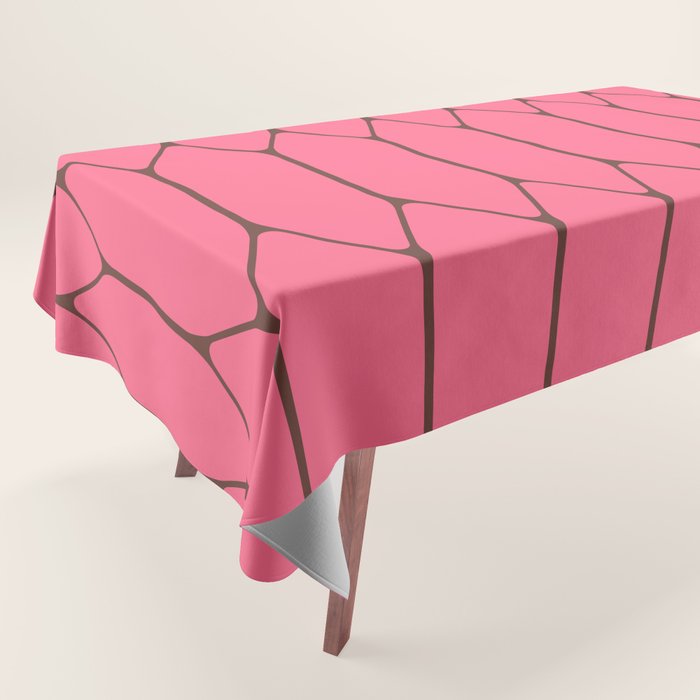 Eclectic Geometric Long Honeycomb Pattern in Pink and Brown Tablecloth Gallery Image 1