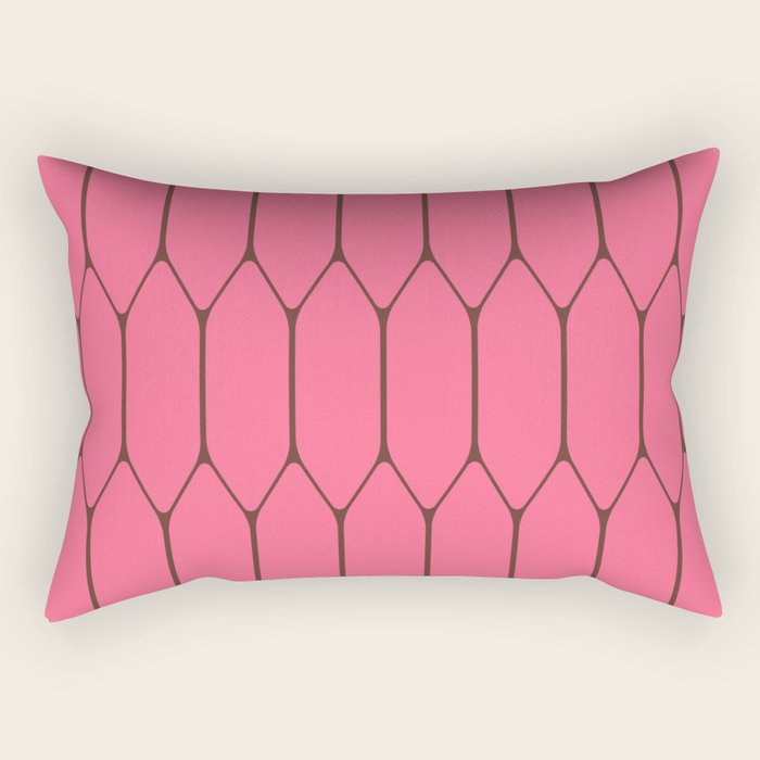 Eclectic Geometric Long Honeycomb Pattern in Pink and Brown Rectangular Pillow Gallery Image 1