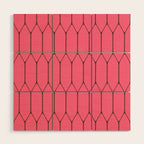 Eclectic Geometric Long Honeycomb Pattern in Pink and Brown Wood Wall Art Gallery Image 1