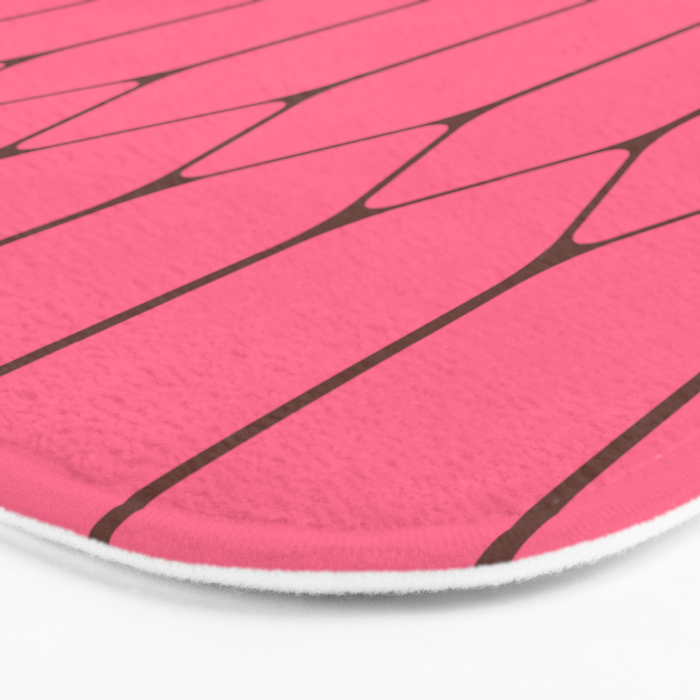 Eclectic Geometric Long Honeycomb Pattern in Pink and Brown Bath Mat Gallery Image 3