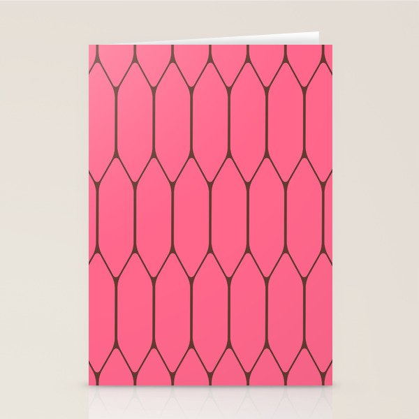 Eclectic Geometric Long Honeycomb Pattern in Pink and Brown Stationery Card Gallery Image 2