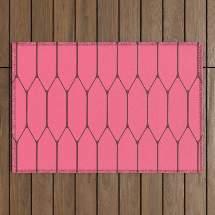 Eclectic Geometric Long Honeycomb Pattern in Pink and Brown Outdoor Rug Gallery Image 1
