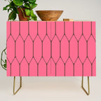 Eclectic Geometric Long Honeycomb Pattern in Pink and Brown Credenza Gallery Image 1