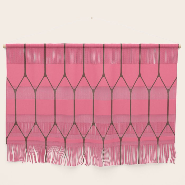 Eclectic Geometric Long Honeycomb Pattern in Pink and Brown Wall Hanging Gallery Image 1
