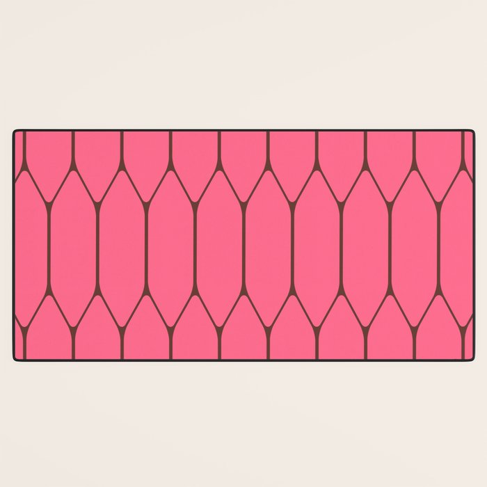 Eclectic Geometric Long Honeycomb Pattern in Pink and Brown Desk Mat Gallery Image 3