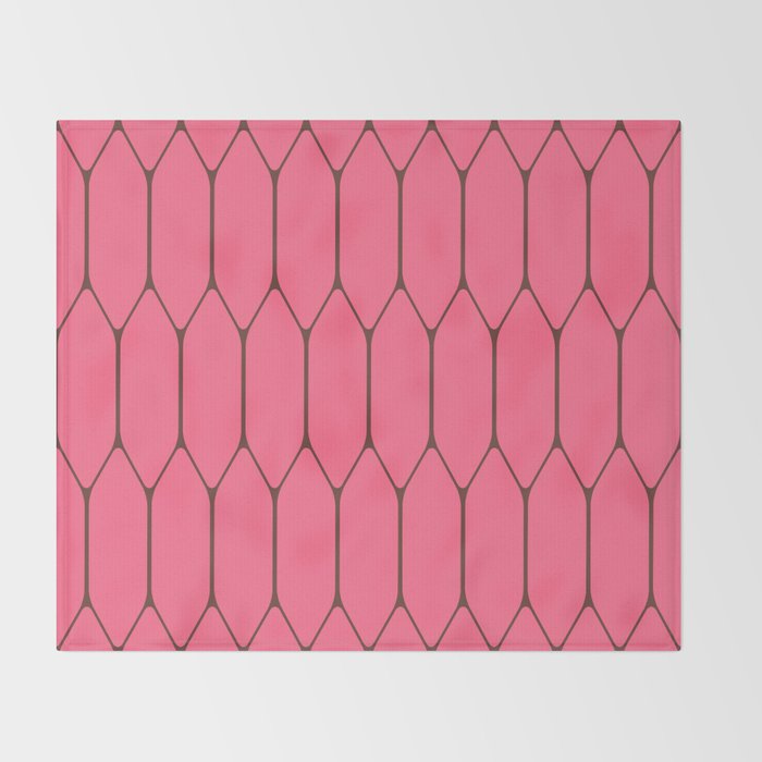 Eclectic Geometric Long Honeycomb Pattern in Pink and Brown Throw Blanket Gallery Image 2