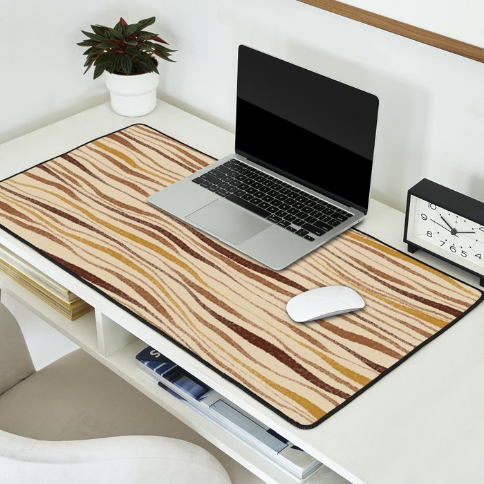 Irregular Lines / Brown & Yellow Desk Mat Gallery Image 2