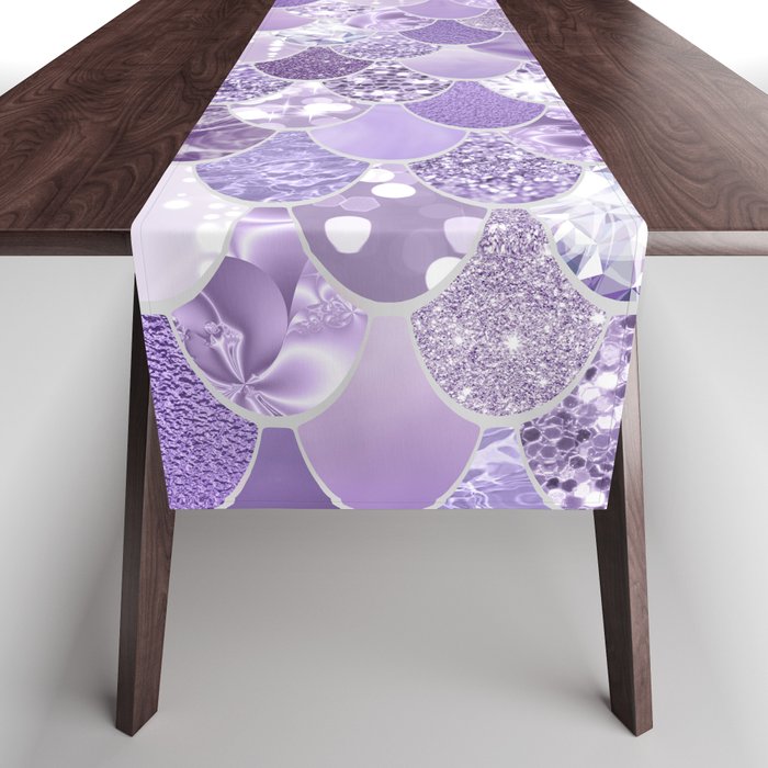 Mermaid Scales, Aesthetic Purple Table Runner Gallery Image 1