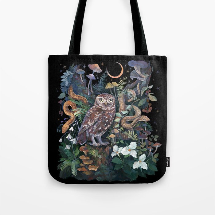 Owl and Snakes Mushroom forest Tote Bag Gallery Image 1