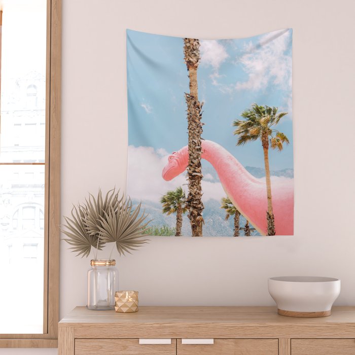 Pink Dinosaur in Cabazon - Palm Springs - California Travel Photo Wall Tapestry Gallery Image 2