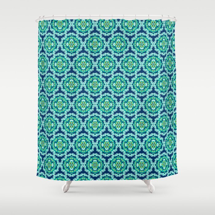 Navy Doily Shower Curtain Gallery Image 1