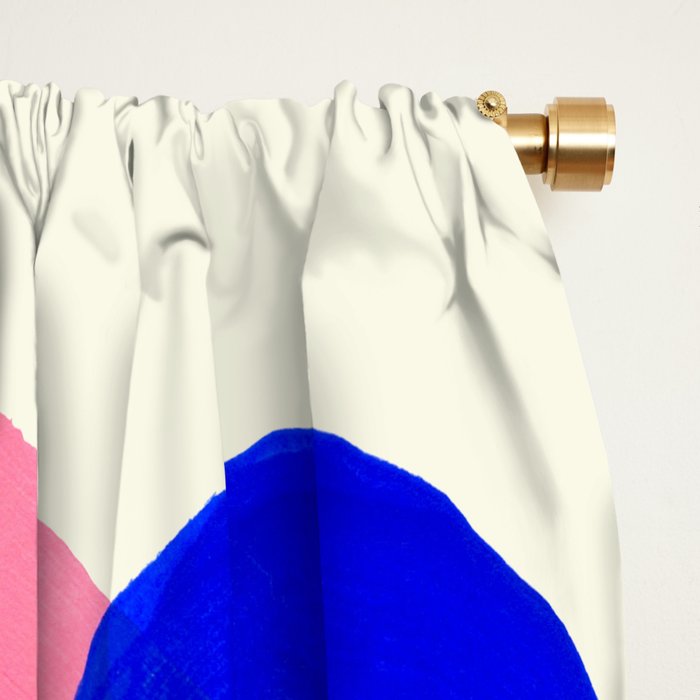 Blue Pink Fun Colorful Mid Century Modern Abstract Painting Shapes Pattern Window Curtain Gallery Image 2