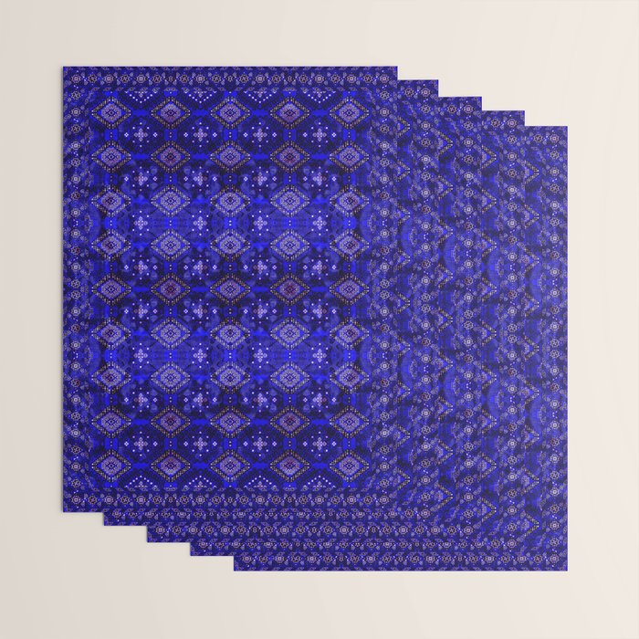 Oriental Opulence: Royal Blue Velvet Moroccan Majesty Wrapping Paper Gallery Image 3