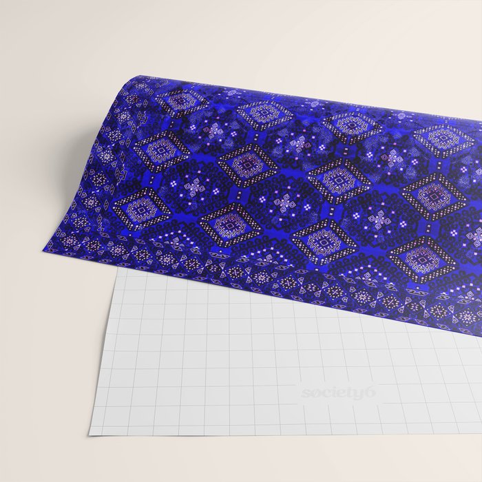 Oriental Opulence: Royal Blue Velvet Moroccan Majesty Wrapping Paper Gallery Image 2