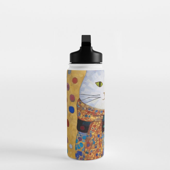 Gustav Klimt White Cat with Beautiful Clothes Water Bottle Gallery Image 3