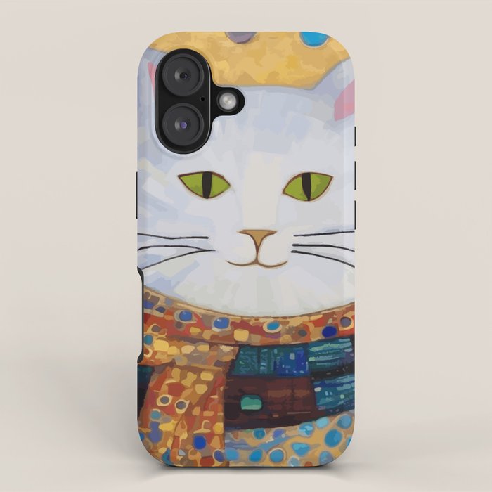 Gustav Klimt White Cat with Beautiful Clothes iPhone Case Gallery Image 1