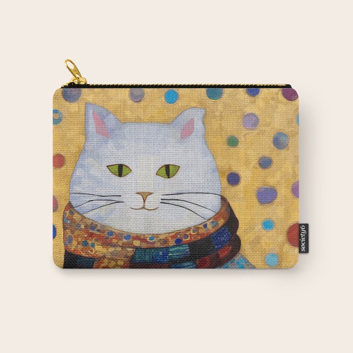 Gustav Klimt White Cat with Beautiful Clothes Carry All Pouch Gallery Image 1