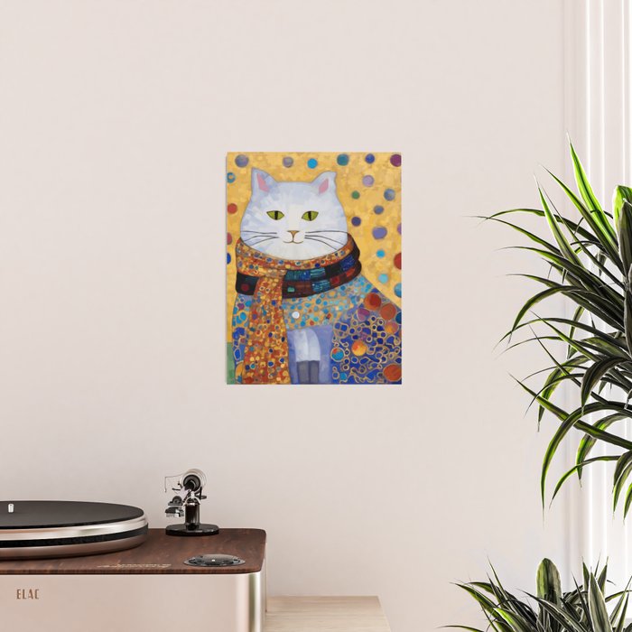 Gustav Klimt White Cat with Beautiful Clothes Poster Gallery Image 2