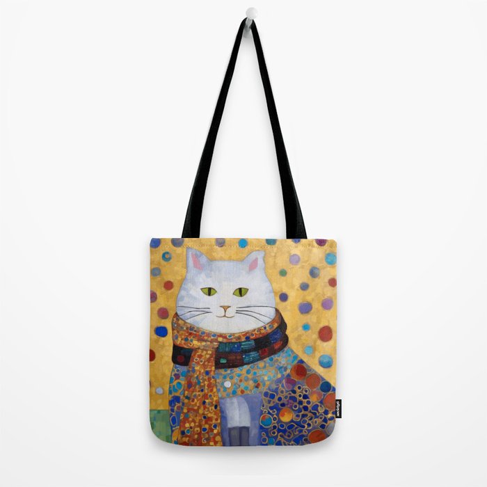 Gustav Klimt White Cat with Beautiful Clothes Tote Bag Gallery Image 2