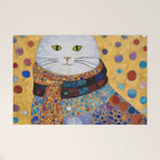 Gustav Klimt White Cat with Beautiful Clothes Welcome Mat Gallery Image 1
