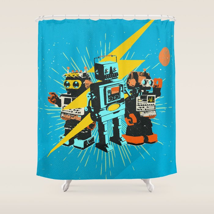 ROBOT WORLD Shower Curtain Gallery Image 1