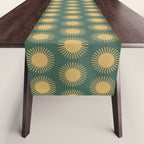 Boho Summer Sun Pattern X Kelly Green and Yellow Table Runner Gallery Image 1